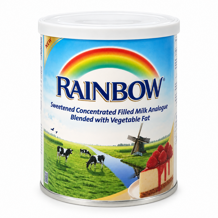 Rainbow 1kg tin, English front studio view