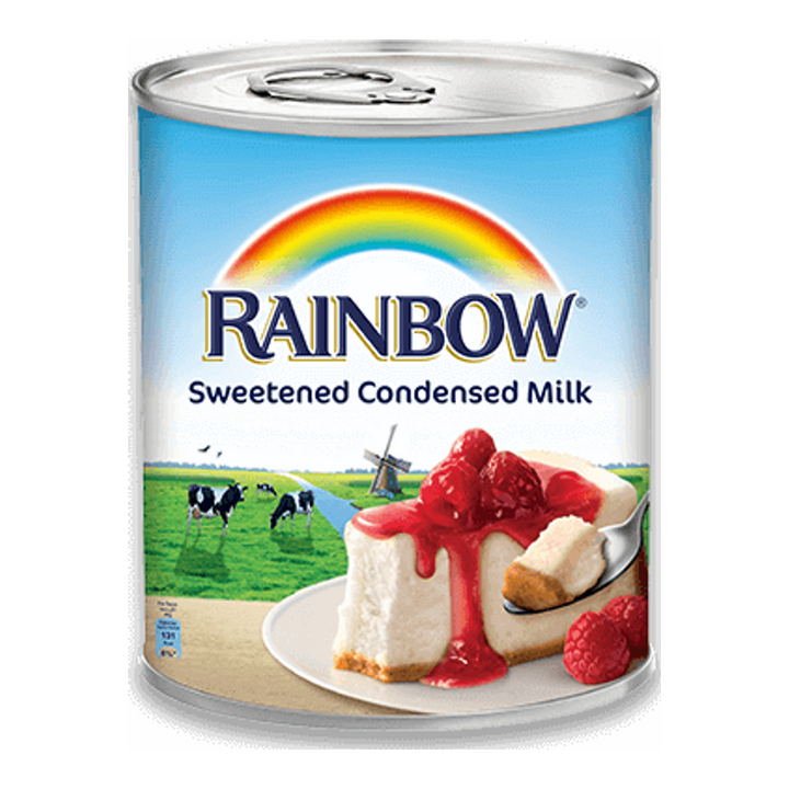 Rainbow sweetened condensed milk 397g tin, front view