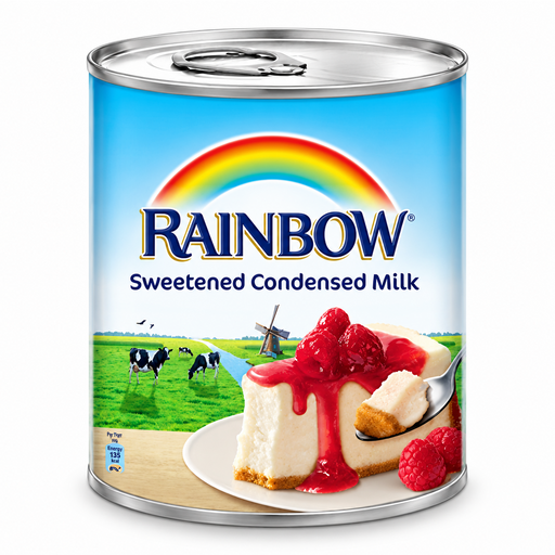Rainbow sweetened condensed milk 397g tin, front view