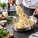 Creamy mushroom pasta preparation with evaporated milk