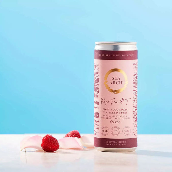 Sea Arch Rose Sea & T Non-Alcoholic Gin & Tonic, UK - 1 x 250ML product lifestyle image | SKU BEVR-733314