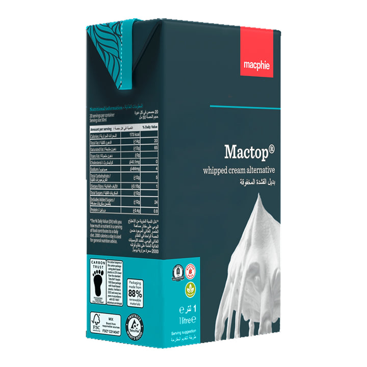 Macphie Mactop whipped cream alternative 1LTR English-Arabic carton | SKU BREK-159219