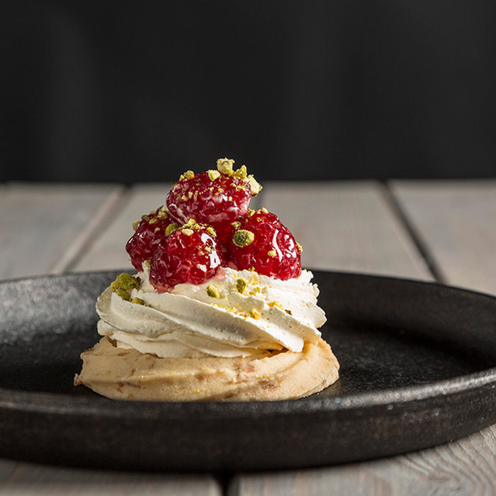 Raspberry Viennese dessert prepared with Macphie Mactop Traditional cream alternative