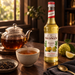Monin Bergamot Syrup 700ml bottle with warm black tea
