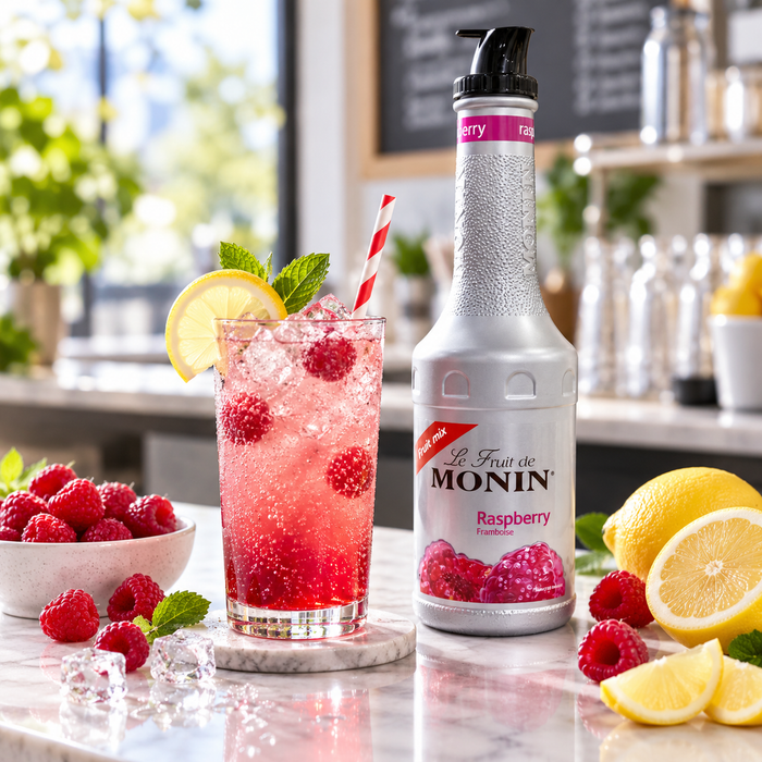 Monin Raspberry Fruit Mix Puree - 1LTR serving suggestion 03
