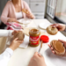Sharing Biscoff spread at the table