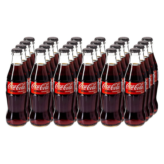 Coca Cola Zero Calories Soft Drink, Glass Bottle, UAE - 24 X 290ML