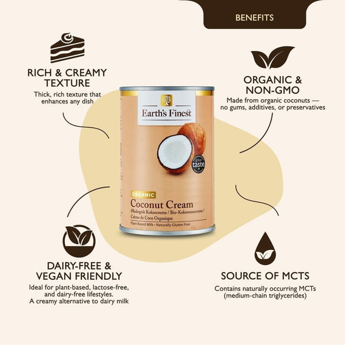 Earth's Finest Organic Coconut Cream, Sri Lanka - 400ML