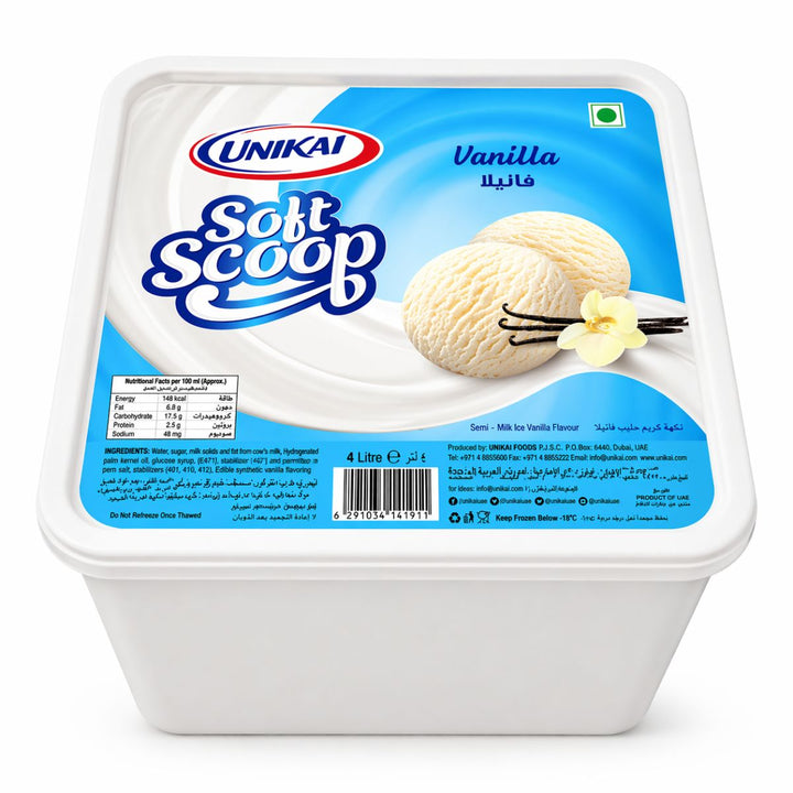 Unikai Vanilla Ice Cream Soft Scoop - 4LTR | Addtocart Dubai UAE