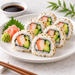 Surimi crab stick sushi rolls - illustrative serving suggestion