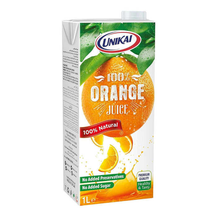 Unikai 100% Orange Juice - 12 X 1LTR