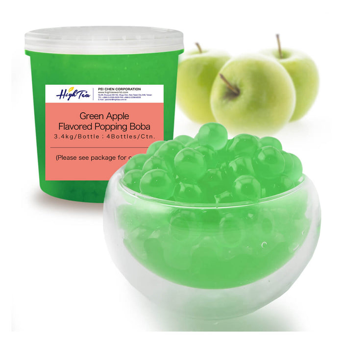 High Tea Green Apple Popping Boba for Bubble Tea, Taiwan - 3.2KG