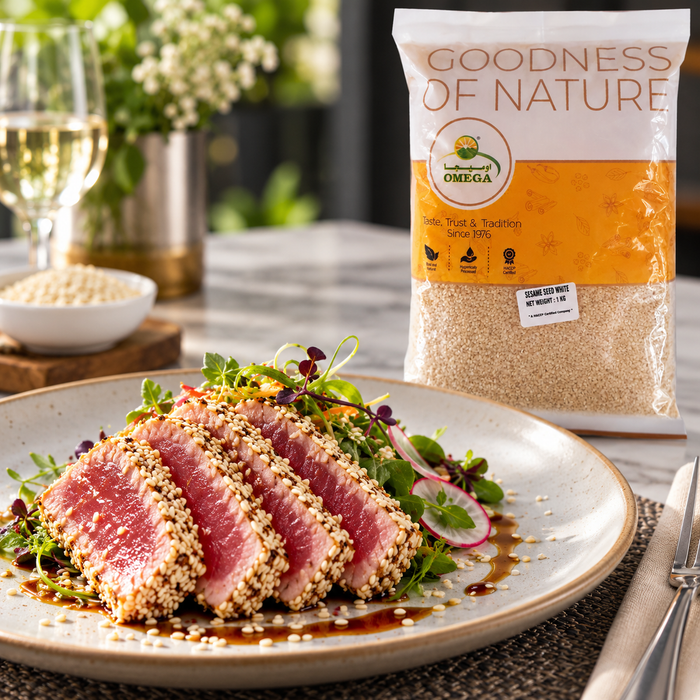 Omega Sesame Seed White - 1KG serving suggestion 05