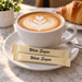 White sugar sticks with cappuccino
