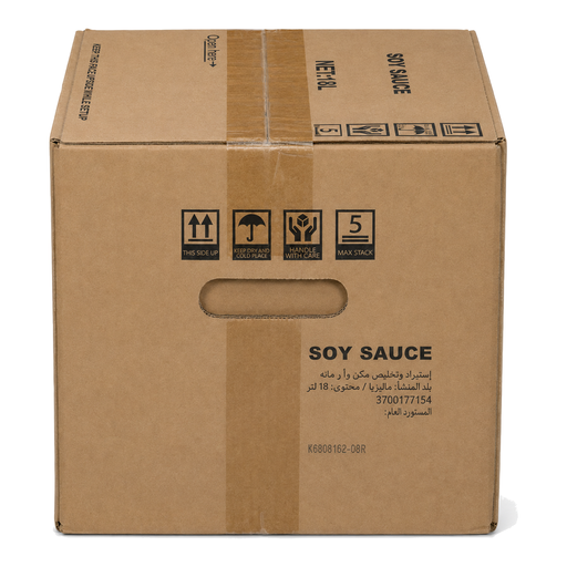 Seasir Regular Soy Sauce 18L rear label and handling panel - SACH-253301