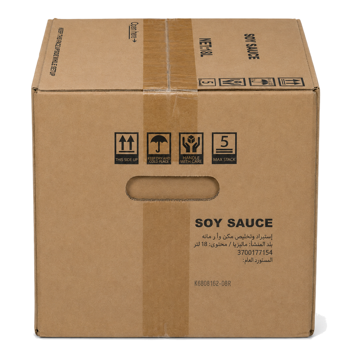 Seasir Regular Soy Sauce 18L rear label and handling panel - SACH-253301