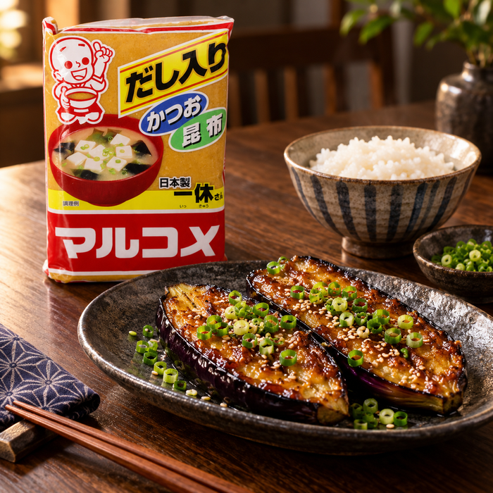 Marukome white miso — glazed aubergine serving suggestion