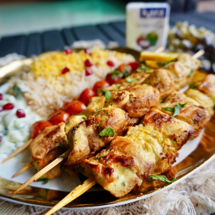 Joojeh kebabs marinated with Kara UHT Coconut Cream