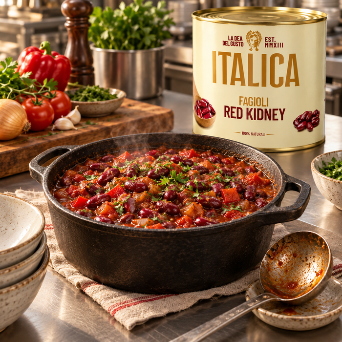 Italica Red Kidney Beans 2500g with catering chili serving suggestion