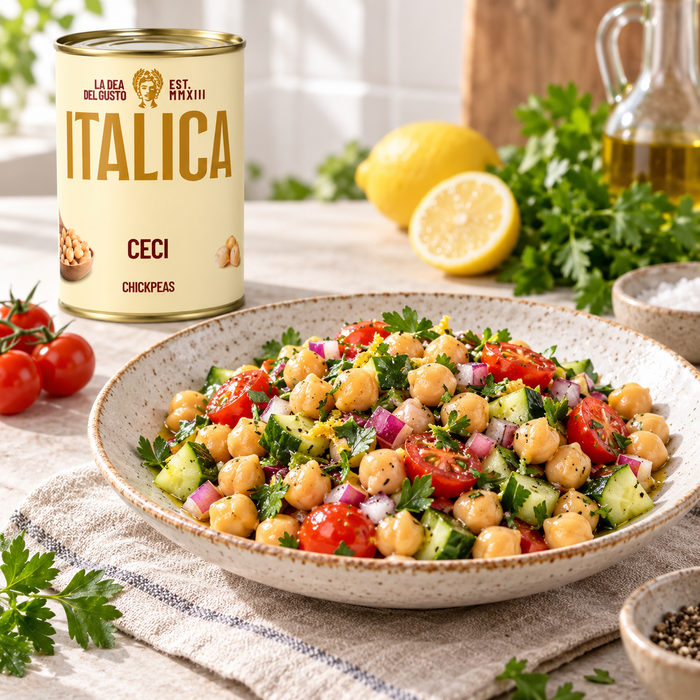 Italica Chickpeas 400g with salad serving suggestion