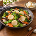 Water chestnuts in an Asian vegetable stir-fry