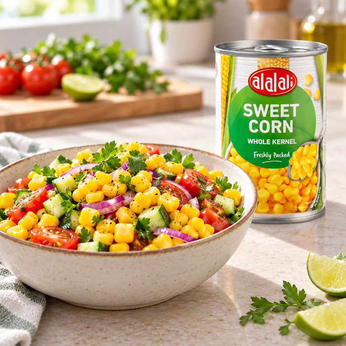 alalali Sweet Corn Kernels 425G in a corn salad — additional view | Addtocart Dubai UAE