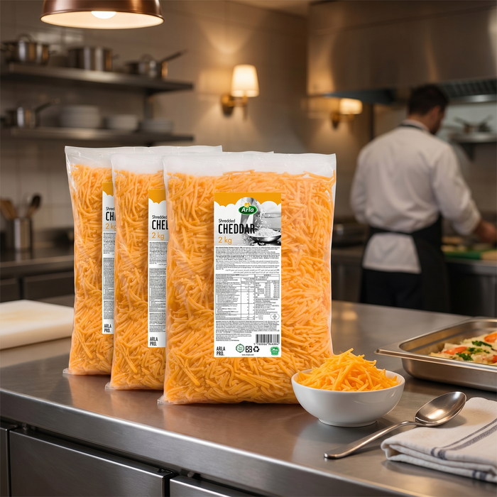 Arla Shredded Cheddar 2KG foodservice kitchen scale | Addtocart Dubai UAE