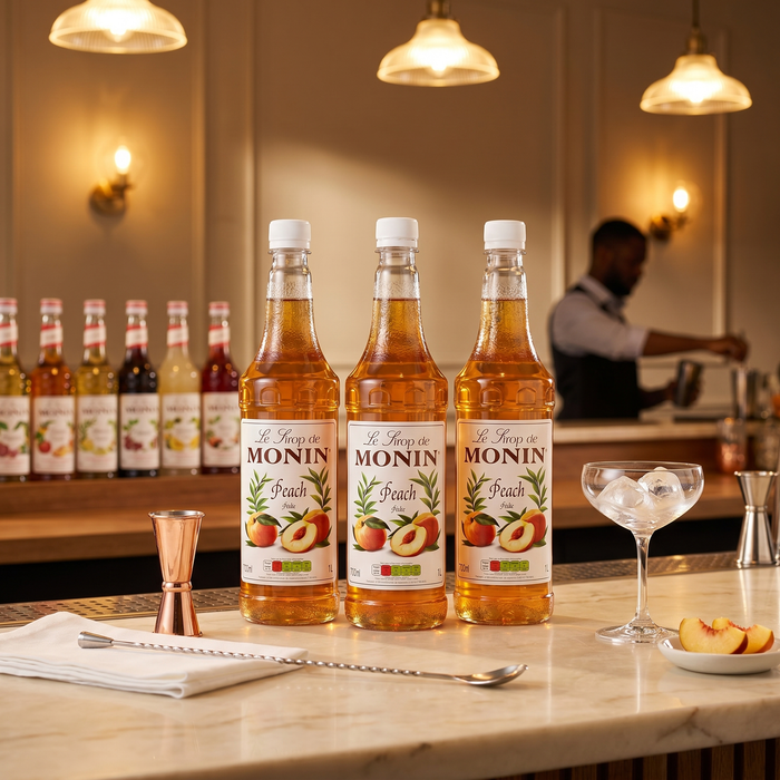 Monin Peach Syrup 1L cafe bar commercial use | Addtocart Dubai UAE