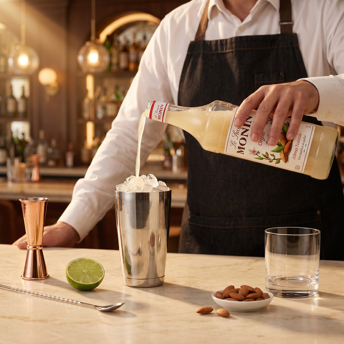Monin Almond Orgeat Syrup 1L bartender preparation | Addtocart Dubai UAE
