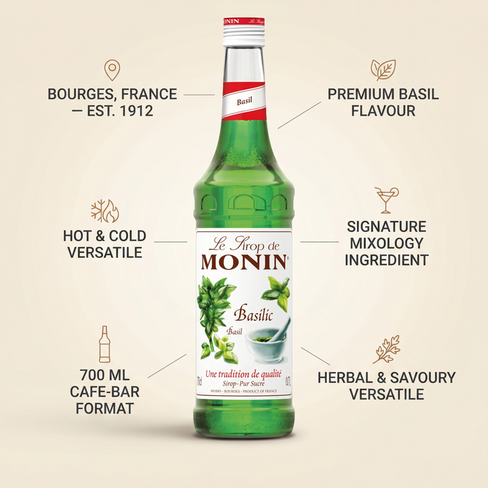 Monin Basil Syrup 700ML features and benefits | Addtocart Dubai UAE