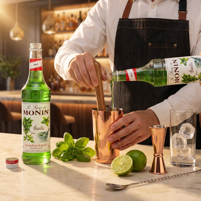 Monin Basil Syrup 700ML bartender muddling preparation | Addtocart Dubai UAE