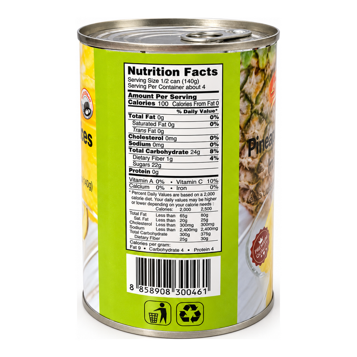 Le Supreme Pineapple Broken Slice 565G, nutrition side — additional view | Addtocart Dubai UAE