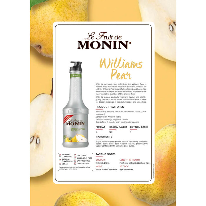 Monin Williams Pear Fruit Mix Puree - 1LTR — additional view | Addtocart Dubai UAE
