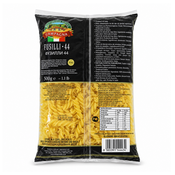 Campagna Fusilli #44, Italy - 500G – rear product view