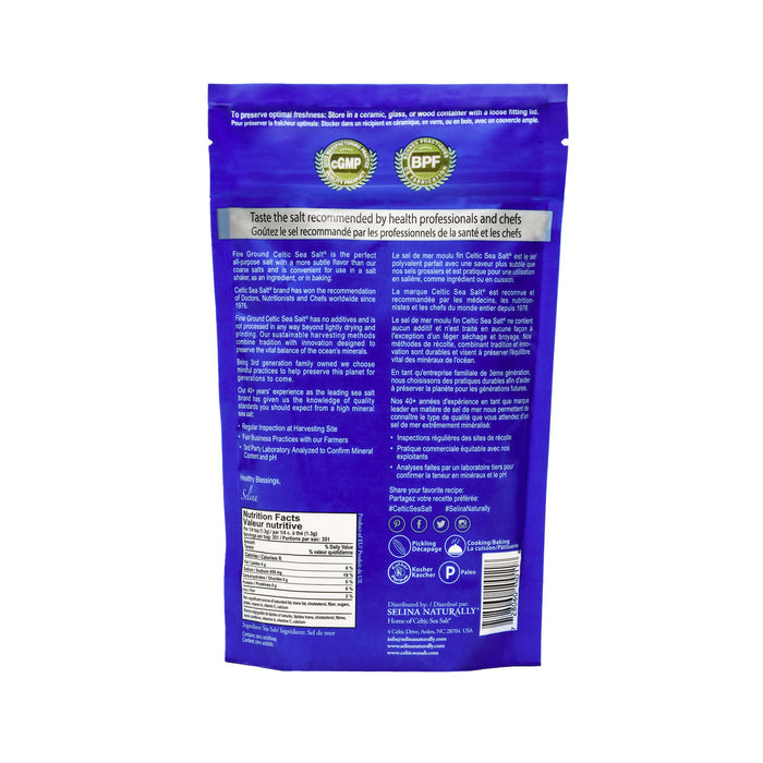 Celtic Sea Salt Fine Ground, France - 454G nutrition and back-label details | SKU SUPL-745064