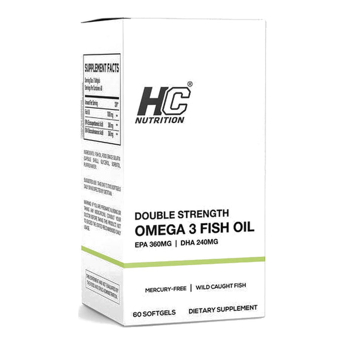 HC Nutrition Double Strength Omega 3 Fish Oil - 60 Softgels front product image | SKU SUPL-745097