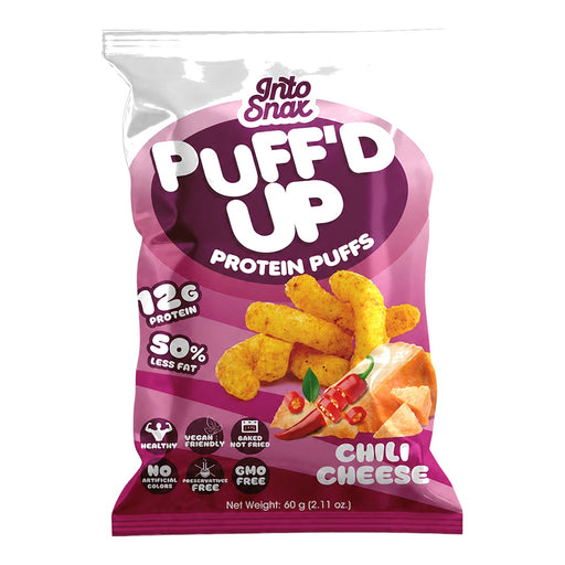 IntoSnax Puff'd Up Protein Chips Chilli Cheese - 20 X 60G front product image | SKU SUPL-745117