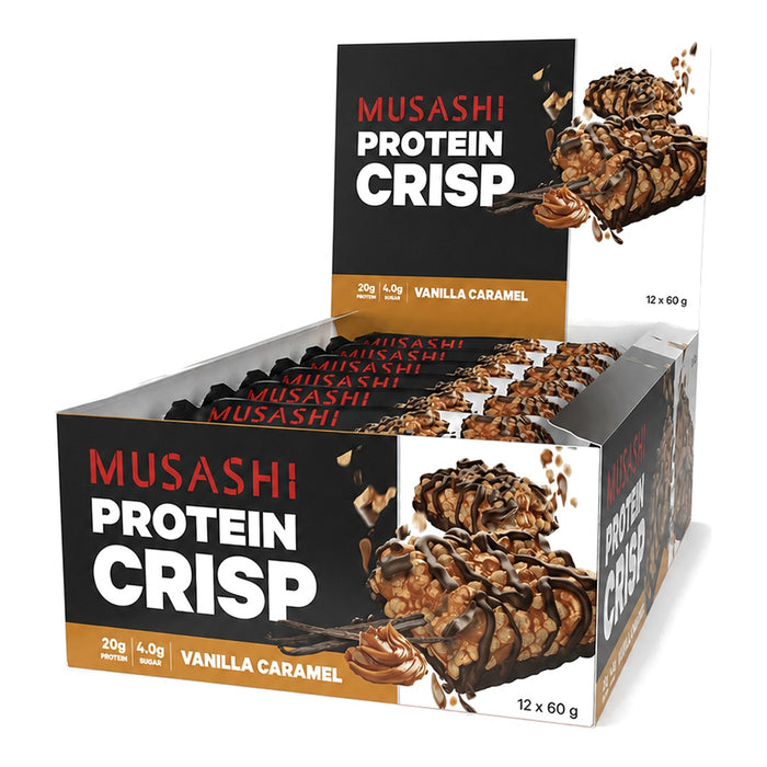 Musashi Protein Crisp Vanilla Caramel, New Zealand - 12 X 60G front product image | SKU SUPL-745128