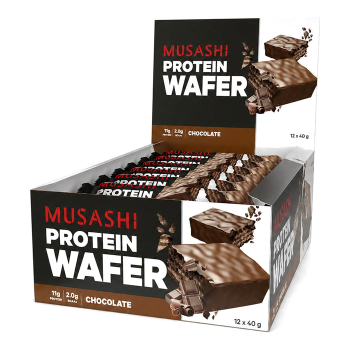 Musashi Protein Wafer Chocolate, New Zealand - 12 X 40G front product image | SKU SUPL-745131