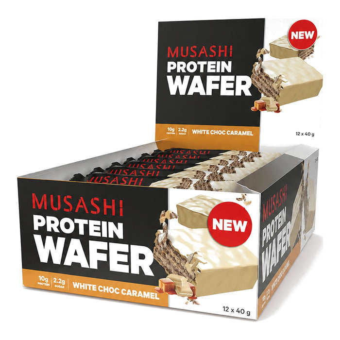 Musashi Protein Wafer White Salted Caramel, New Zealand - 12 X 40G front product image | SKU SUPL-745134