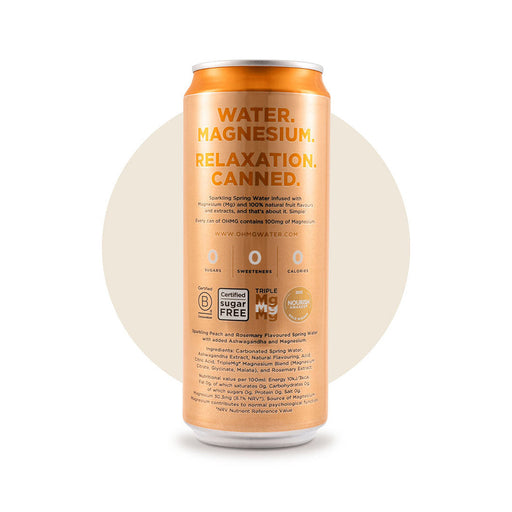 OHMG Peach & Rosemary + Ashwagandha - 12 X 330ML nutrition and back-label details | SKU SUPL-745166