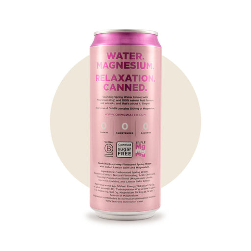 OHMG Raspberry & Lemon Balm - 12 X 330ML nutrition and back-label details | SKU SUPL-745167
