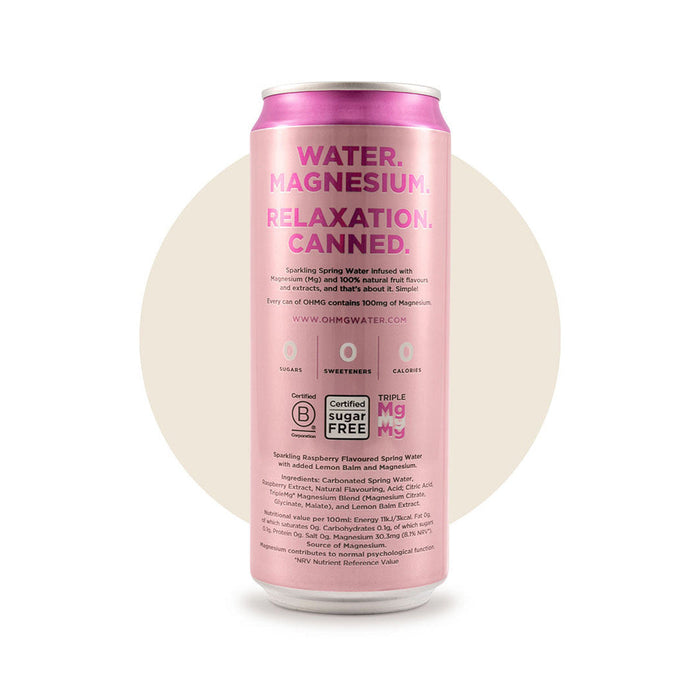 OHMG Raspberry & Lemon Balm - 12 X 330ML nutrition and back-label details | SKU SUPL-745167