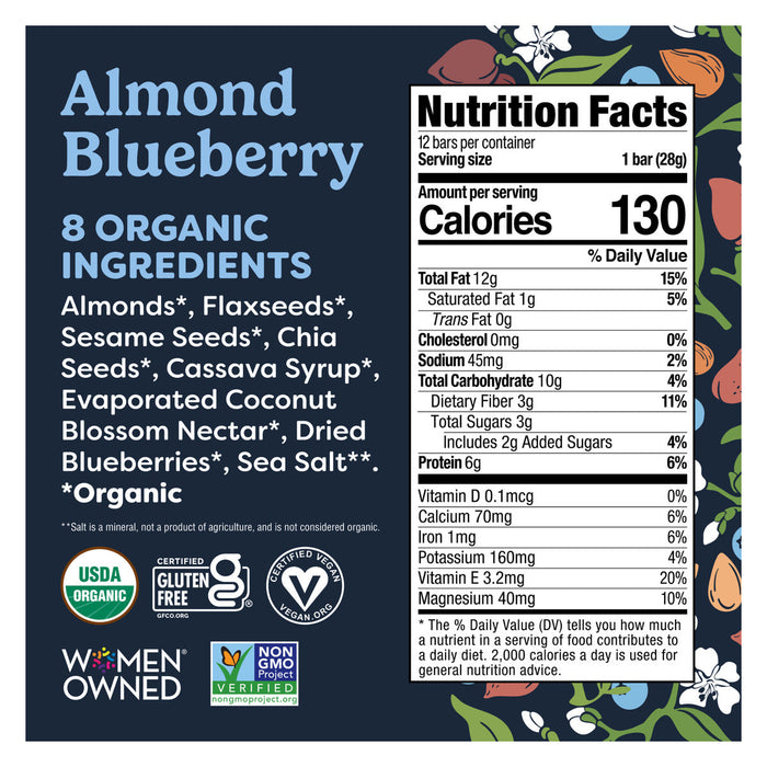 Tosi Almond Blueberry, USA - 12 X 28G nutrition and back-label details | SKU SUPL-745246