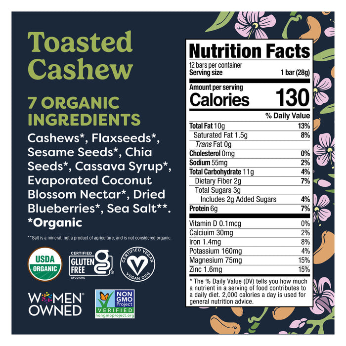 Tosi Cashew, USA - 12 X 28G nutrition and back-label details | SKU SUPL-745249