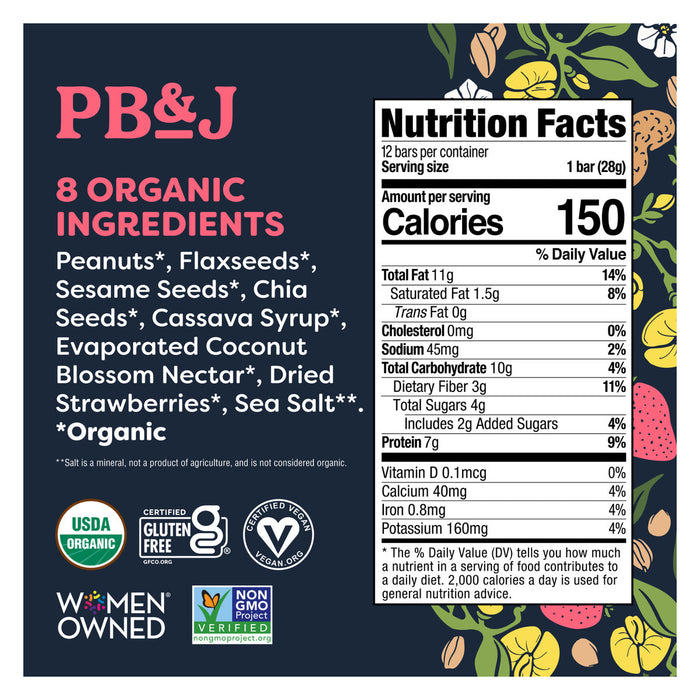 Tosi Peanut Butter & Jelly, USA - 12 X 28G nutrition and back-label details | SKU SUPL-745255
