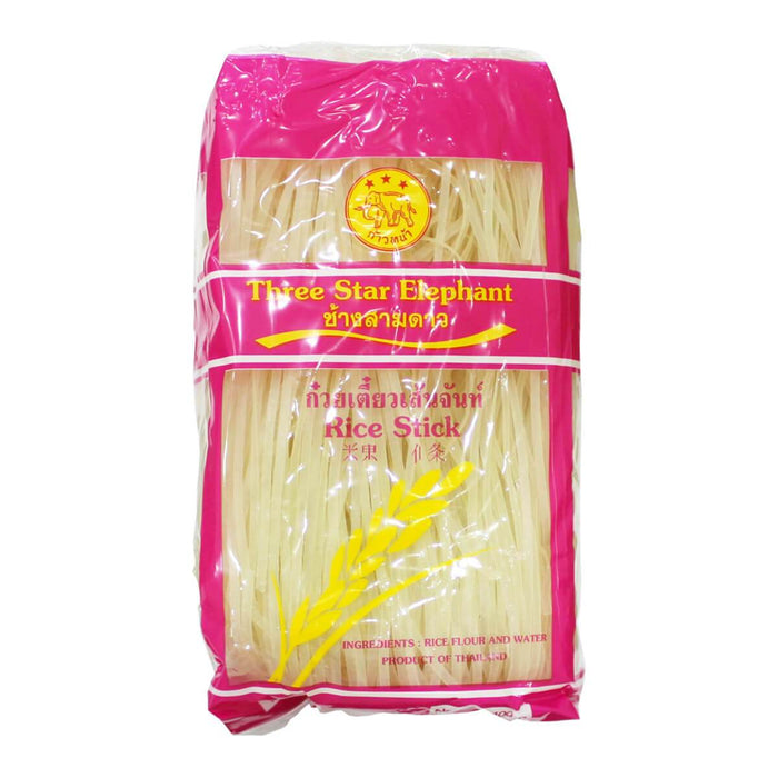 Three Star Elephant Rice Stick 3MM, Thailand - 400G