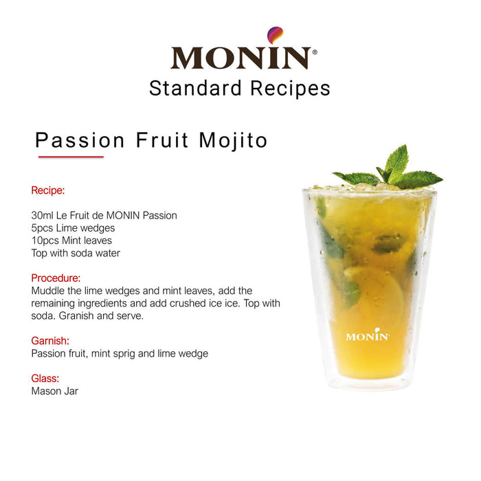 Monin Passion Fruit, Fruit Mix Puree - 1LTR