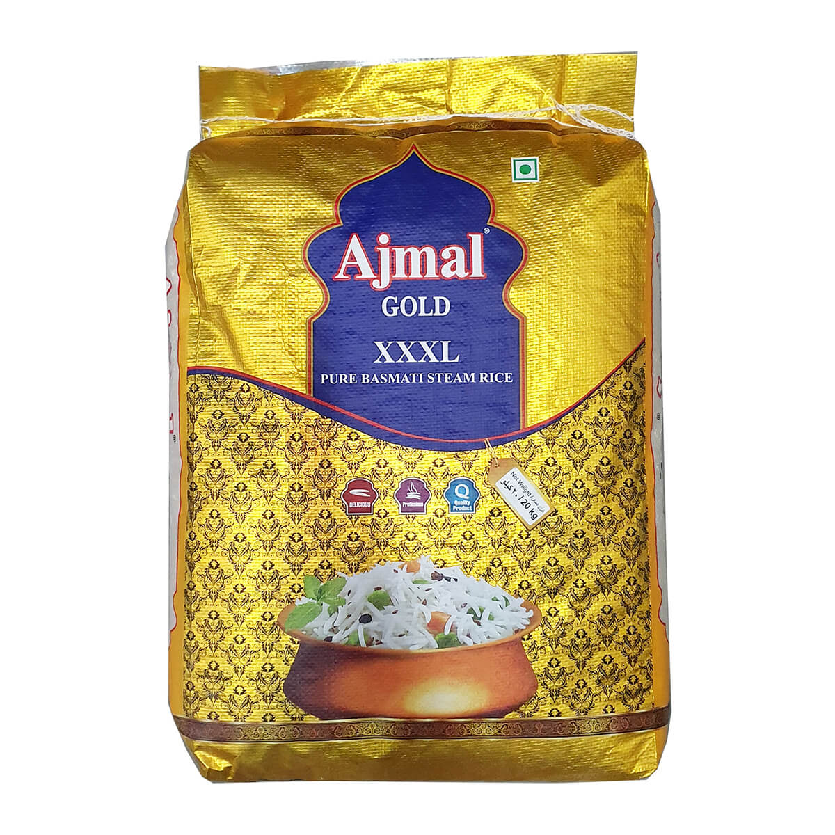 Azmat Pure Basmati Rice, Gold XXXL, India - 20KG — Addtocart.ae