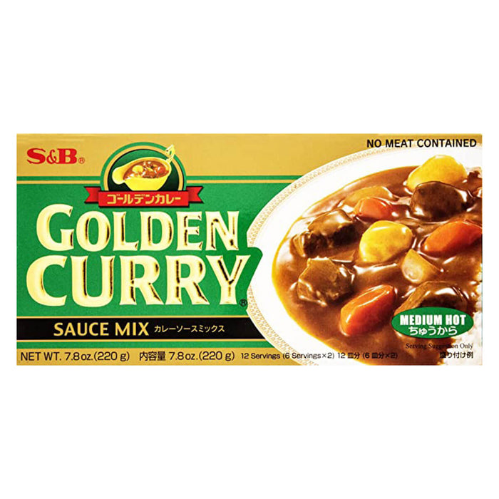 S&B Golden Curry Sauce Medium Hot, Japan - 220G